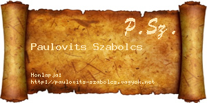 Paulovits Szabolcs névjegykártya
